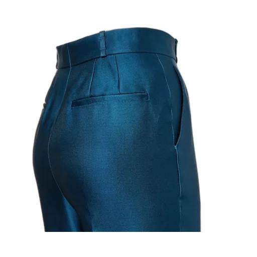 High-Waist Flared Satin Trousers