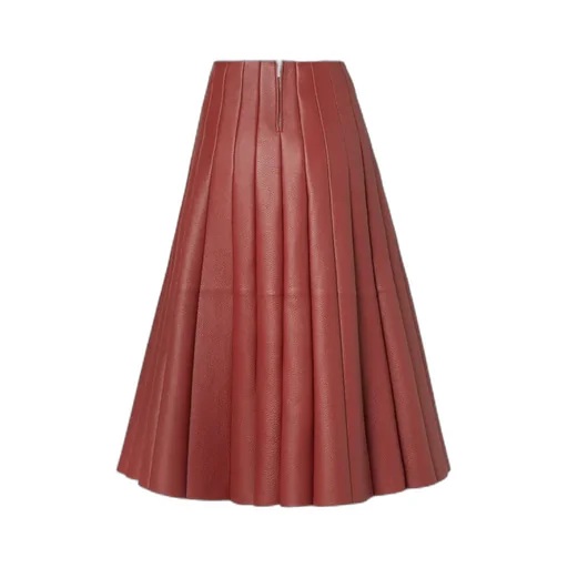 Rust-Colored Deerskin Selleria Skirt