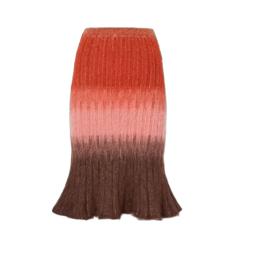Gradient Flared Knit Skirt