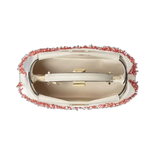 Sea Garden Coral Red And Camellia Embroidered Bag