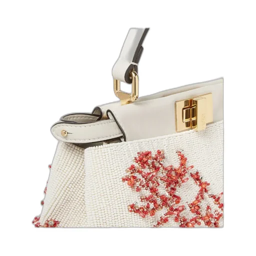 Sea Garden Coral Red And Camellia Embroidered Bag