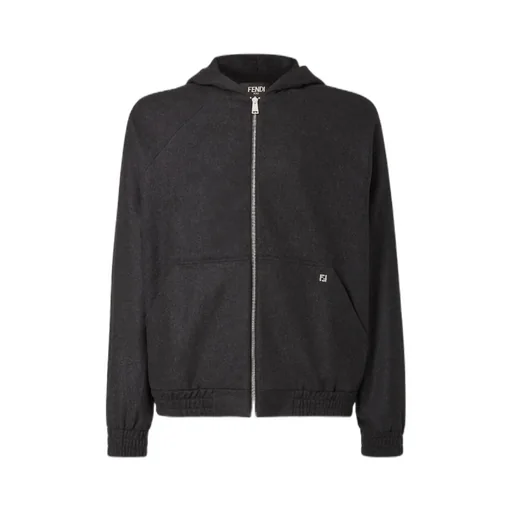 Ff Plaque Zip-Up Hoodie