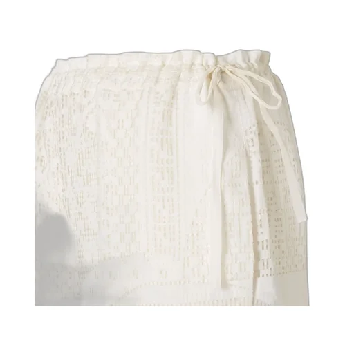 Patchwork Motif Wide-Leg Drawstring Pants