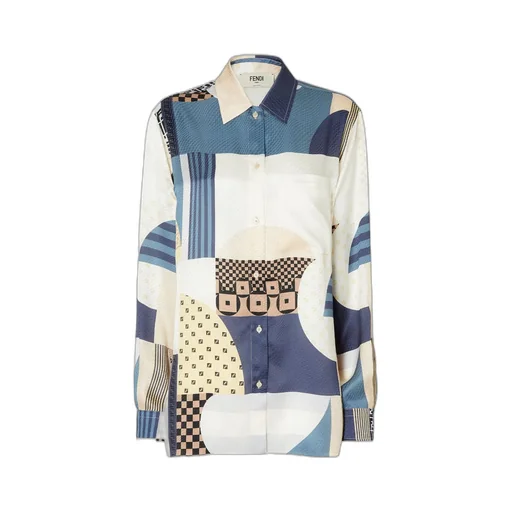 Patchwork Printed Long Sleeved Shirt