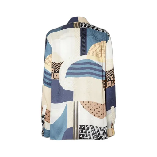 Patchwork Printed Long Sleeved Shirt