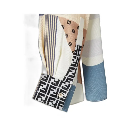 Patchwork Printed Long Sleeved Shirt