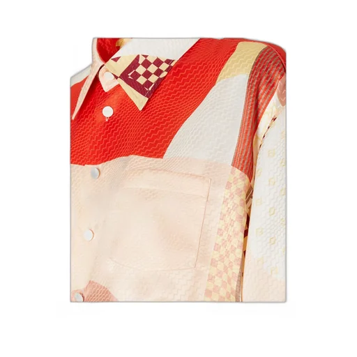 Patchwork Printed Tied Waist Cropped Shirt