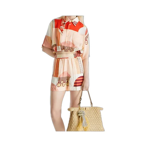 Patchwork Printed Tied Waist Cropped Shirt