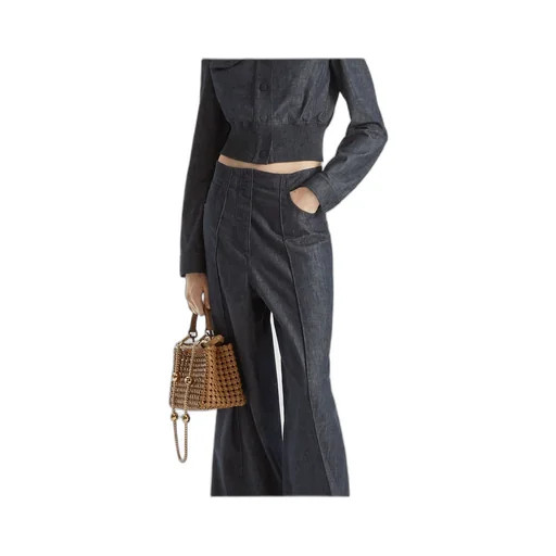 Cappuccino-Colored Woven Leather Bag