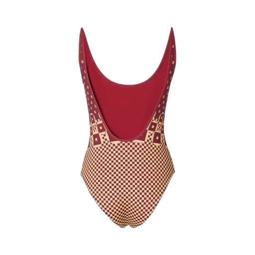 Geometric Printed Scoop Neck Swimsuit