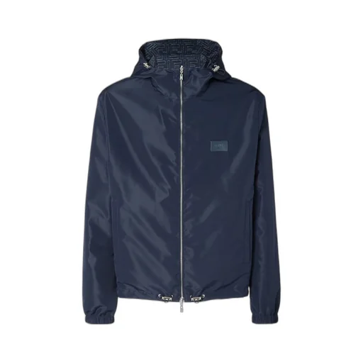 All-Over Ff Printed Hooded Reversible Jacket