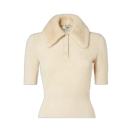 Wool And Cashmere Polo Shirt With Mink Collar