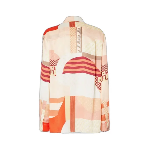 Patchwork Printed Long-Sleeved Shirt