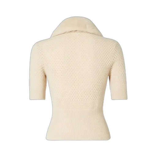 Wool And Cashmere Polo Shirt With Mink Collar