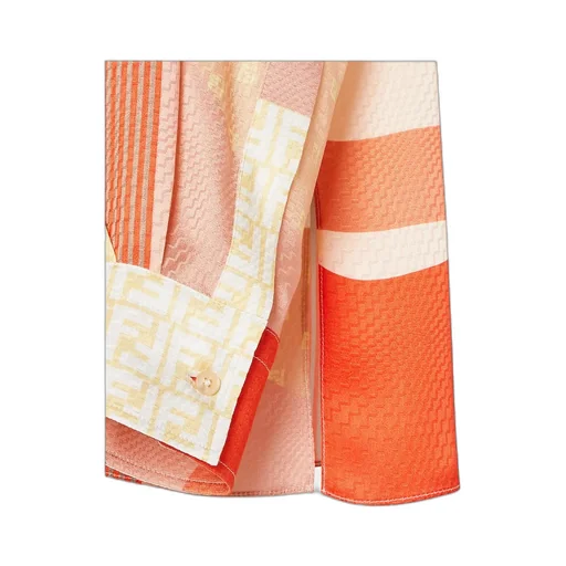 Patchwork Printed Long-Sleeved Shirt