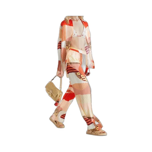 Patchwork Printed Long-Sleeved Shirt