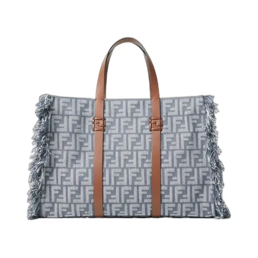 Summer Ff Jacquard Fringed Tote Bag