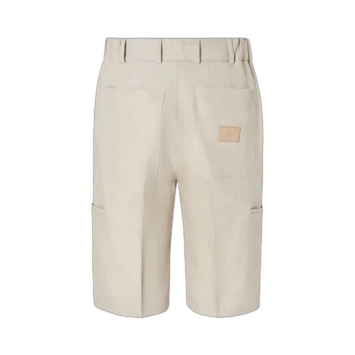Straight-Cut Pleated Bermuda Shorts
