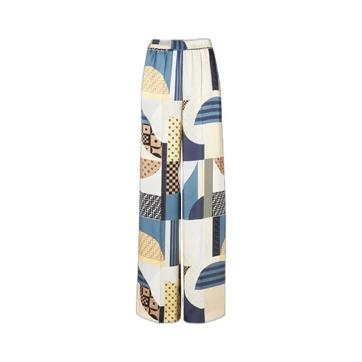 Patchwork Printed Wide-Leg Trousers