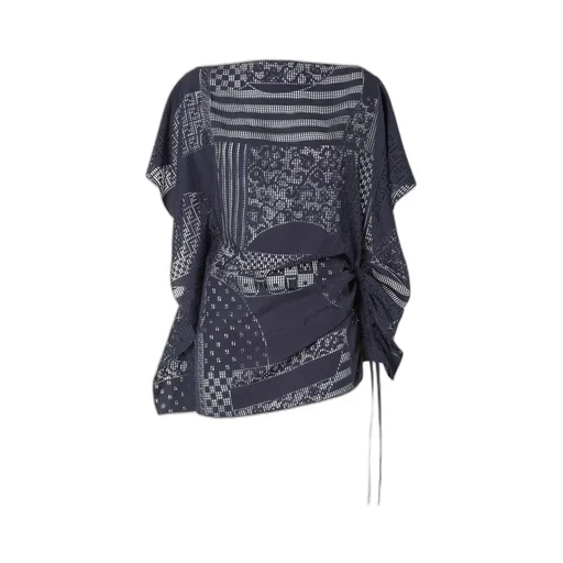 Boat-Neck Patchwork Asymmetric Top