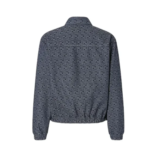 Ff Jacquard Collared Zip-Up Bomber Jacket
