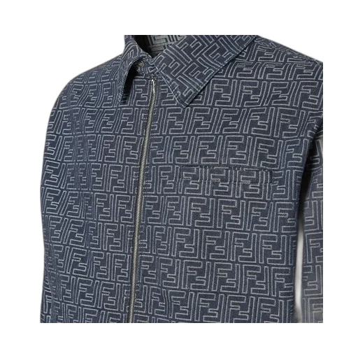 Ff Jacquard Collared Zip-Up Bomber Jacket