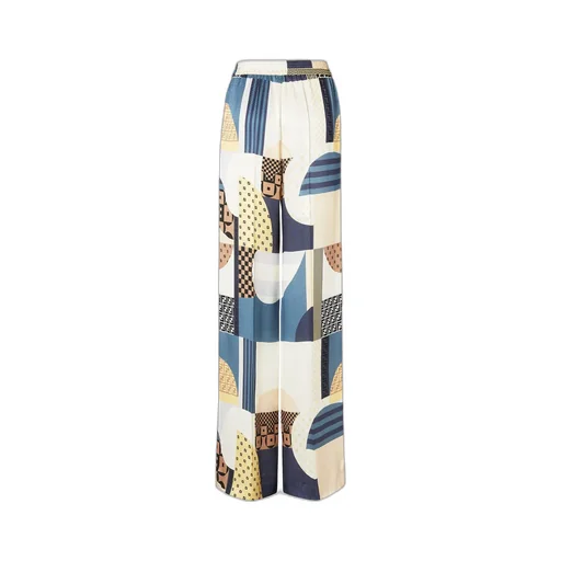 Patchwork Printed Wide-Leg Trousers
