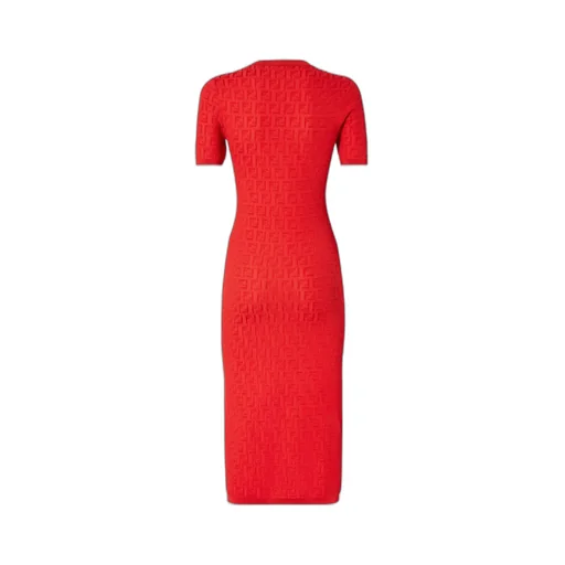 Ff Motif Short Sleeved Knitted Midi Dress