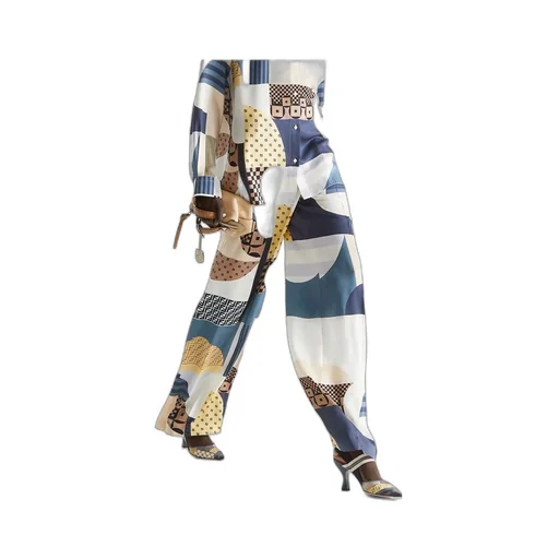 Patchwork Printed Wide-Leg Trousers
