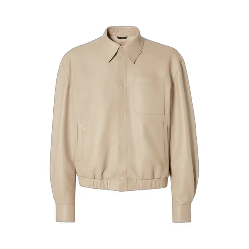 Long Sleeved Snapped Leather Jacket