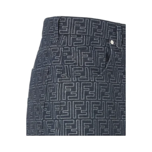 Ff Jacquard Denim Shorts