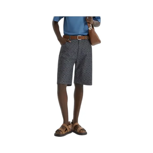 Ff Jacquard Denim Shorts