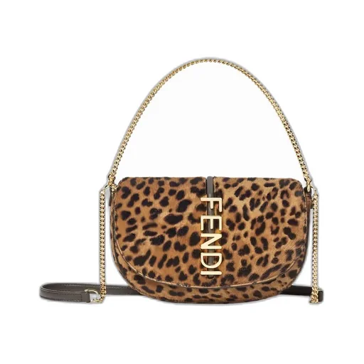 Fendigraphy Leopard Printed Chained Wallet