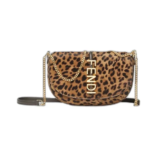 Fendigraphy Leopard Printed Chained Wallet