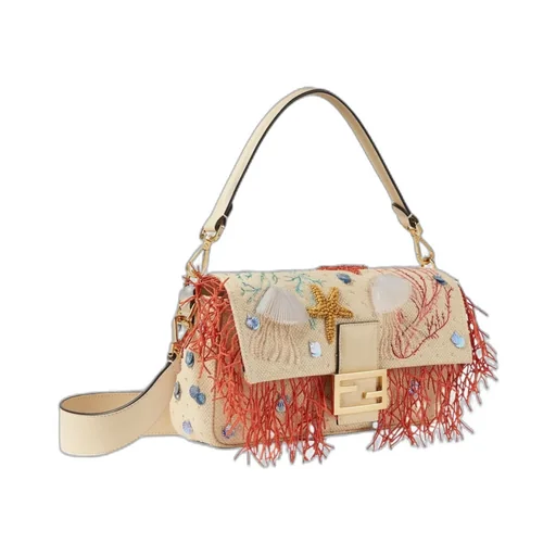 Woven Bag With Sea Garden Embroideries