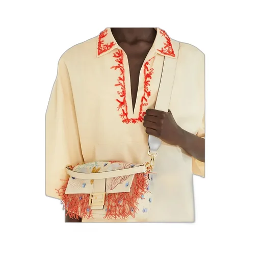 Woven Bag With Sea Garden Embroideries