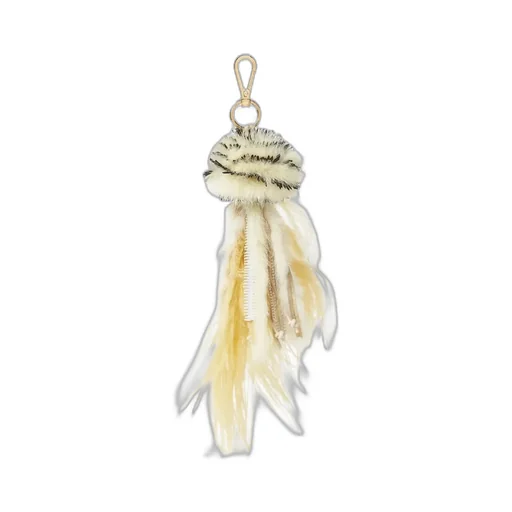 Multicolor Leather, Feather And Mink Charm