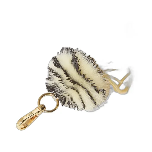 Multicolor Leather, Feather And Mink Charm