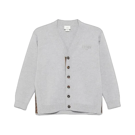 Knitted Logo Embroidered Cardigan