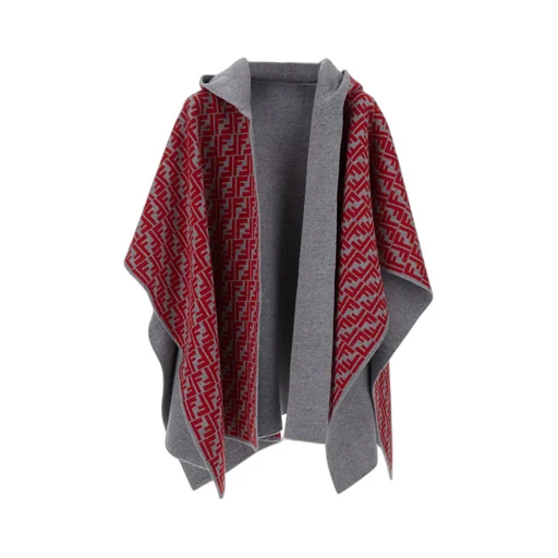 Ff-Patterned Hooded Cape