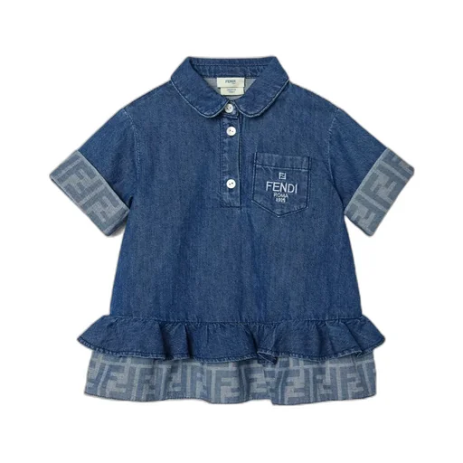Logo Embroidered Denim Dress