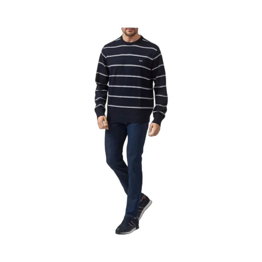 Round-Neck Striped Pullover