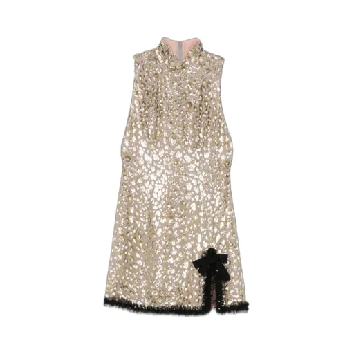 Sequin-Embellished High-Neck Dress