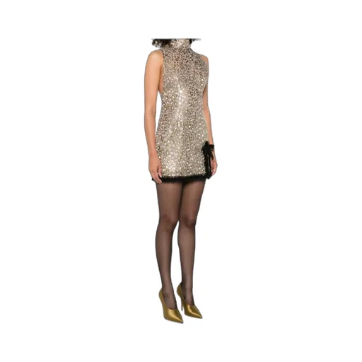 Sequin-Embellished High-Neck Dress