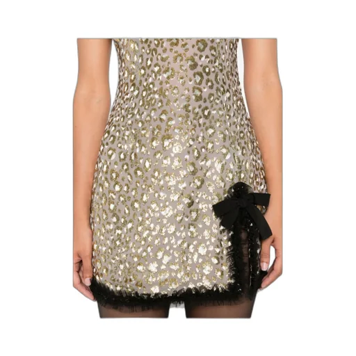 Sequin-Embellished High-Neck Dress