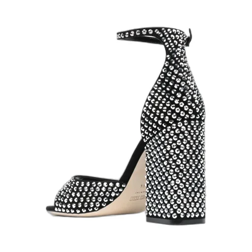 Crystal Decorated High-Heeled Sandals