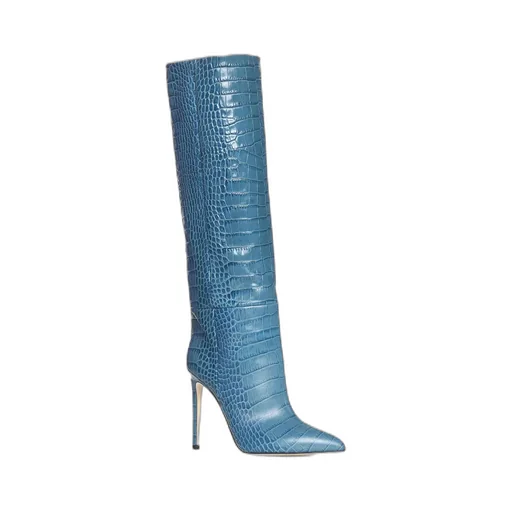Embossed Knee-High Stiletto Boots