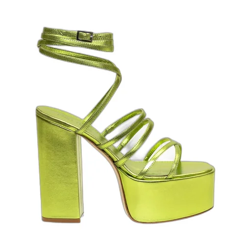 Melena Metallic Ankle Strapped Platform Sandals