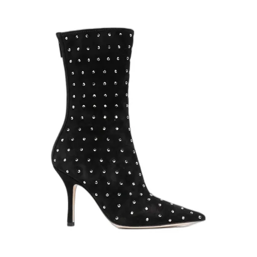 Pointed High-Heeled Ankle Boots