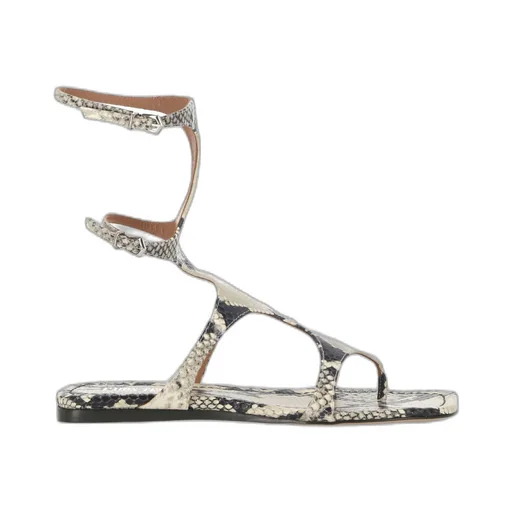 Uma Embossed Flat Sandals